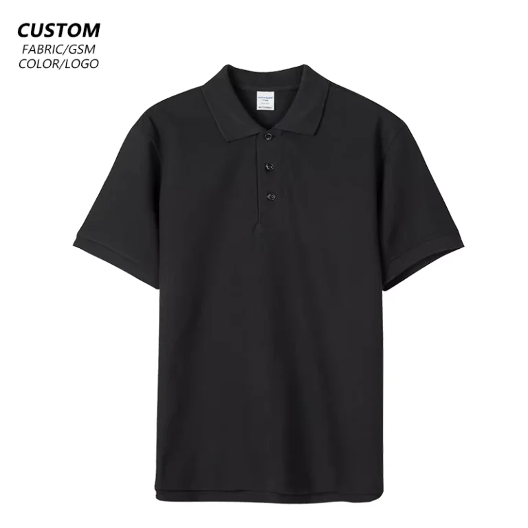 Gray-Cotton-Mens-Polo-Shirt-Logo-Uniform-Oversized-T-Shirt