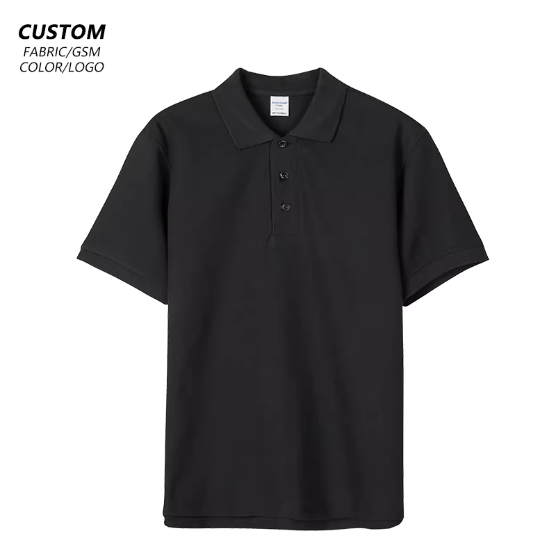 Gray Cotton Men's Polo Shirt Logo Uniform Oversized T-Shirt