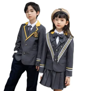 Gray Formal School Uniform for Girls and Boys