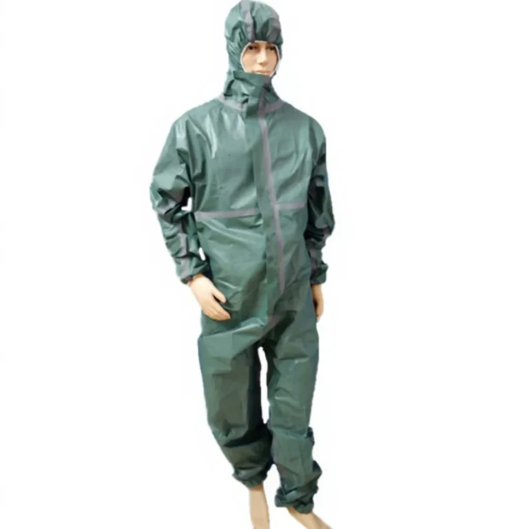 Green-Disposable-Microporous-Coverall-with-Gray-Taped-Seam-Hazard-Protection-Level-C-Anti-Chemical-and-Anti-Static