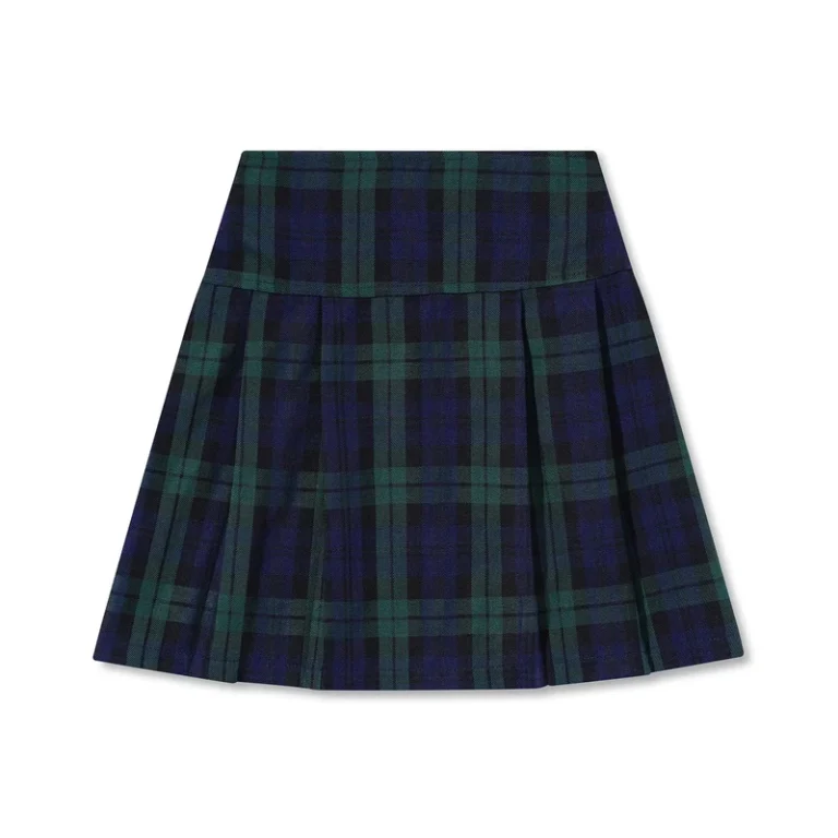 Green-Plaid-School-Uniform-Skort-Dress-Childrens-Winter-Checkered-Polyester-Pleated-Skirt-for-Kids