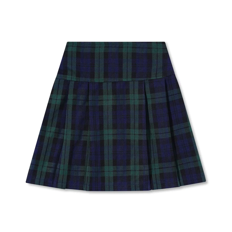 Green Plaid School Uniform Skort Dress Children's Winter Checkered Polyester Pleated Skirt for Kids