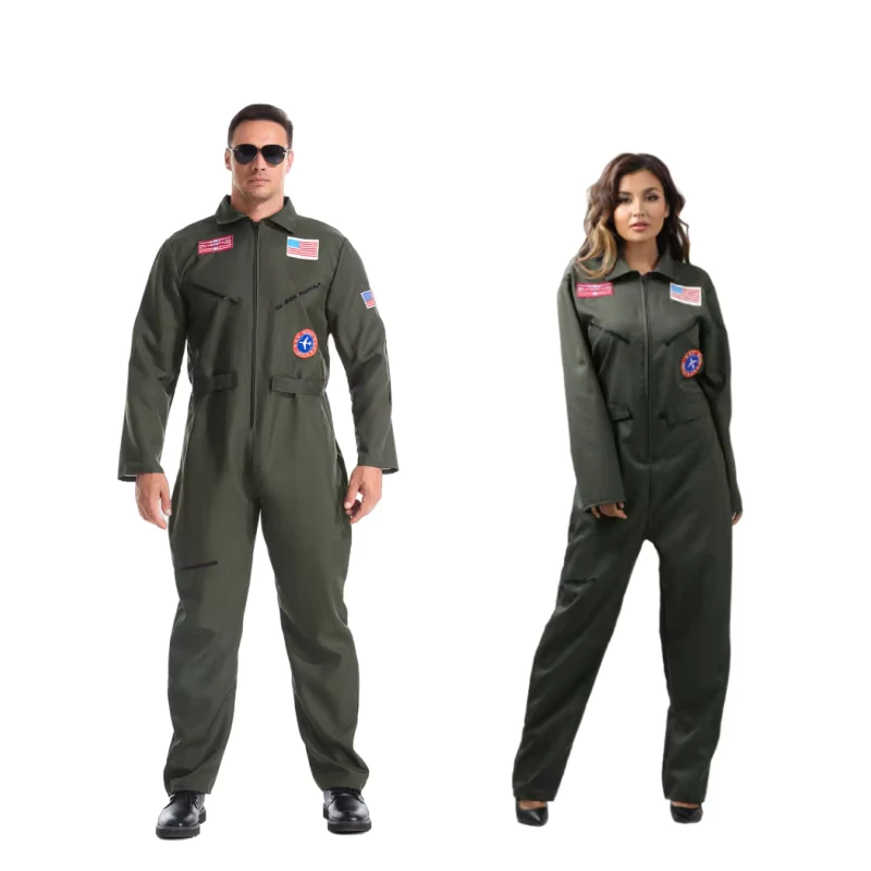 Green USA Pilot Flight Coverall 27-P Basic Flight Suit with Custom Logo