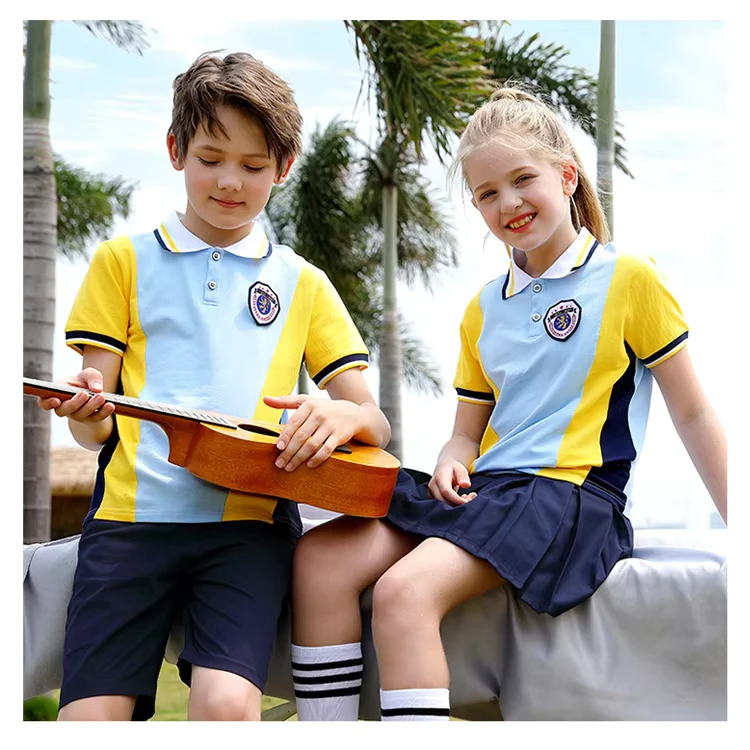 Green-and-Yellow-School-Uniforms-Kids-School-Uniform-Polo-Shirts-100-Cotton-School-Short-Uniform