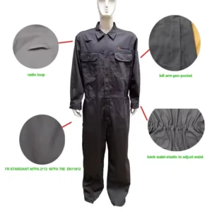 Grey Color 100% Cotton Coverall Fire Resistant Coverall Fr Clothing NFPA 2112