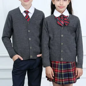 Grey Custom Factory Cotton School Uniform Sweater Blazer Vest Kids Waistcoat