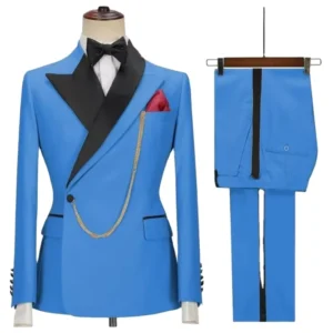 Groom Tuxedo Double Breasted Blue Black Italian Design Men Suits Slim Fit Wedding Prom Party 2 Pieces Jacket+Pant