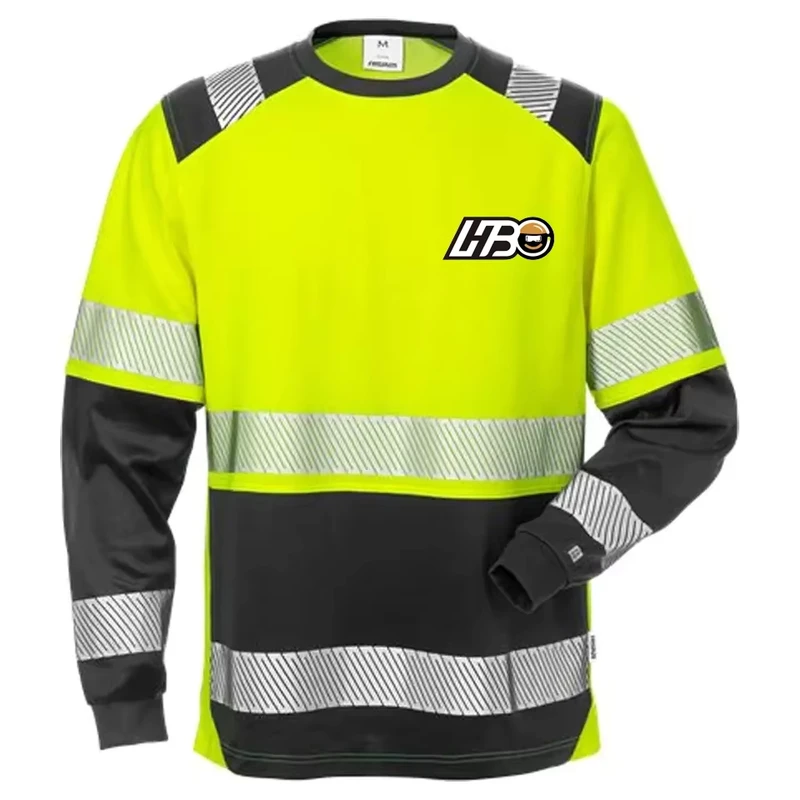 HBC Custom Quick Dry Stripe Collar Pullover High Visibility Sunscreen Work Wear Class 3 Uniform Long Sleeve Hi Vis Safety Shirts