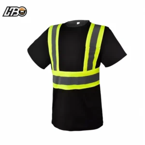 HBC Hi Vis T Shirt Class 2 Reflective Safety Black Short Sleeve Construction T Shirt Fluorescent Yellow Reflective Work Shirts