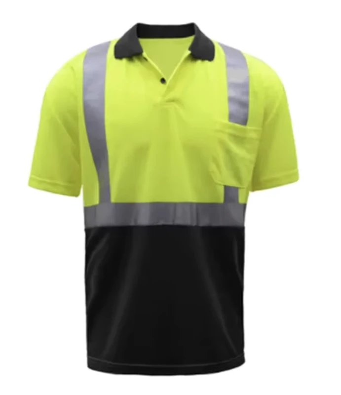 HBC Reflective 100% Polyester Hi Vis Safety Workwear Short Sleeve Men Polo Shirt