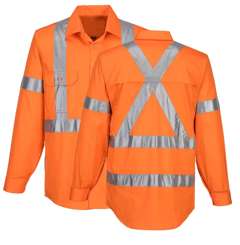 HCSP Custom High Visibility Shirts Worker Security Road Cleaner Reflective Safety Orange Hi Vis Work Clothing