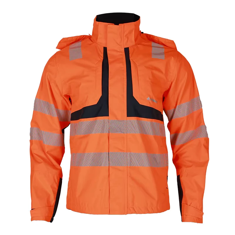 HI Vis Clothing Waterproof Winter Thick Work Jacket with Reflective Tape for Worker