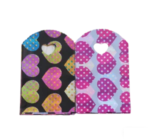 HOYO 13 X 21 cm (5.1 X 8.3 In) Adorable Tote Bags with Whimsical Polka Dot Hearts in Pink Purple Green and Blue