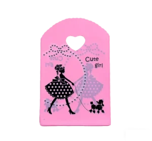 HOYO 13 X 21 cm (5.1 X 8.3 In) Pink Cute Girl Pattern Plastic Gift Bags with Heart Handle Fashionable Party Favor Bags