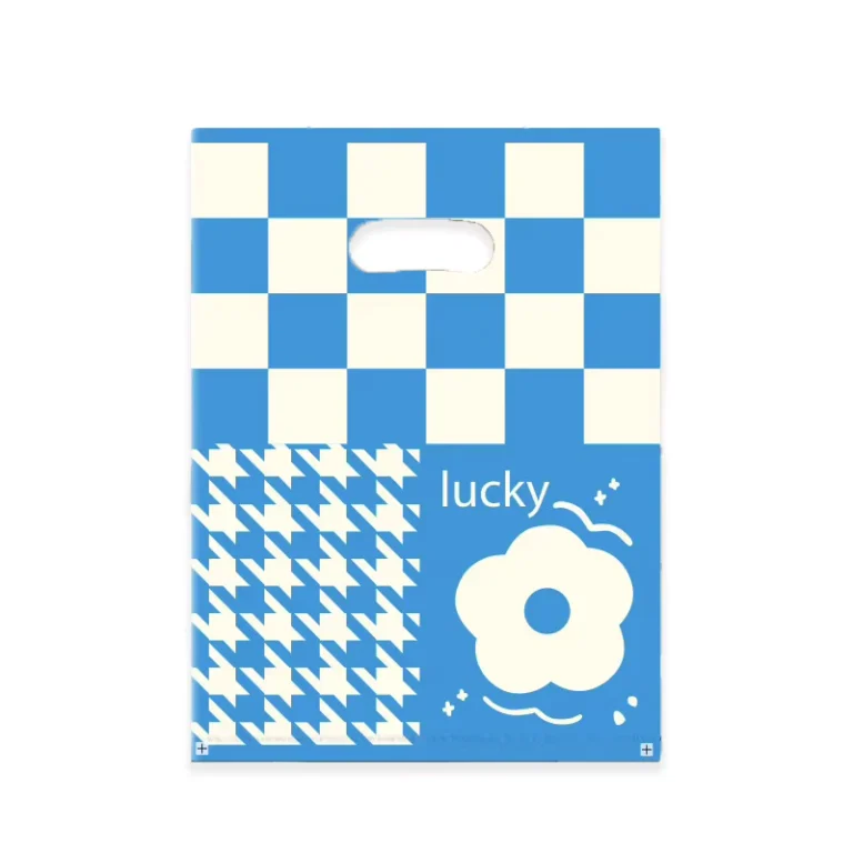 HOYO-Blue-White-Checkerboard-Plastic-Merchandise-Bags-Houndstooth-Lucky-Flower-Print-Die-Cut-Handle-Bags-for-Retail