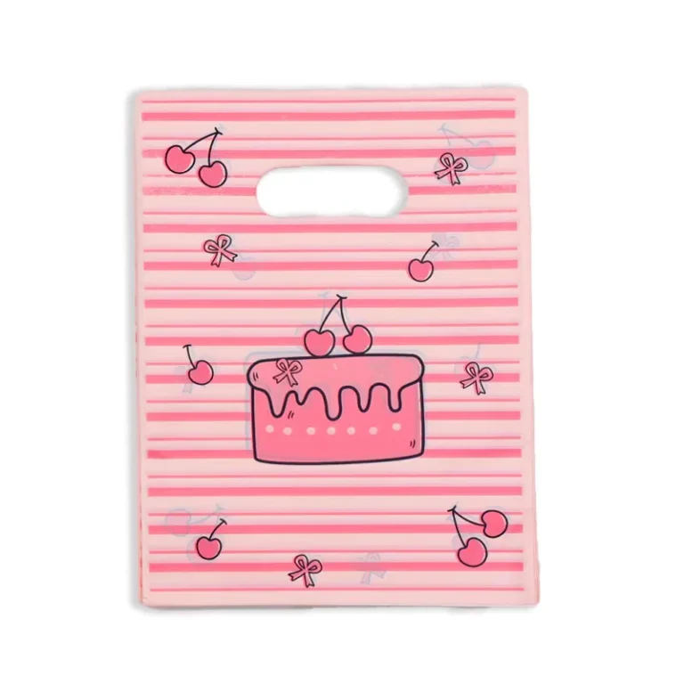HOYO-Cute-Pink-Stripe-Cake-Cherry-Plastic-Shopping-Bags-with-Die-Cut-Handles-Sweet-Gift-Bags-for-Bakery-Boutique