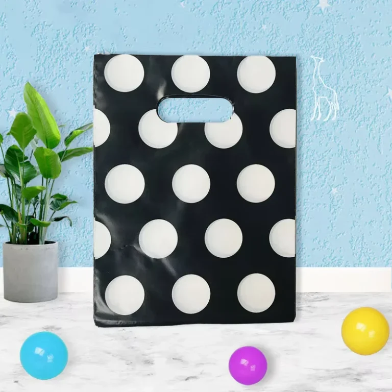 HOYO-Retro-Black-Polka-Dot-Plastic-Gift-Bags-Large-White-Dot-Print-Shopping-Bags-with-Handles-for-Fashion-Stores