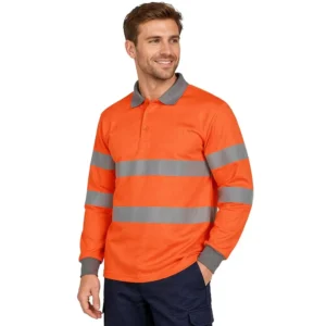 HV Orange FR Work Wear Flame Resistant Safety Polo Shirt for Men