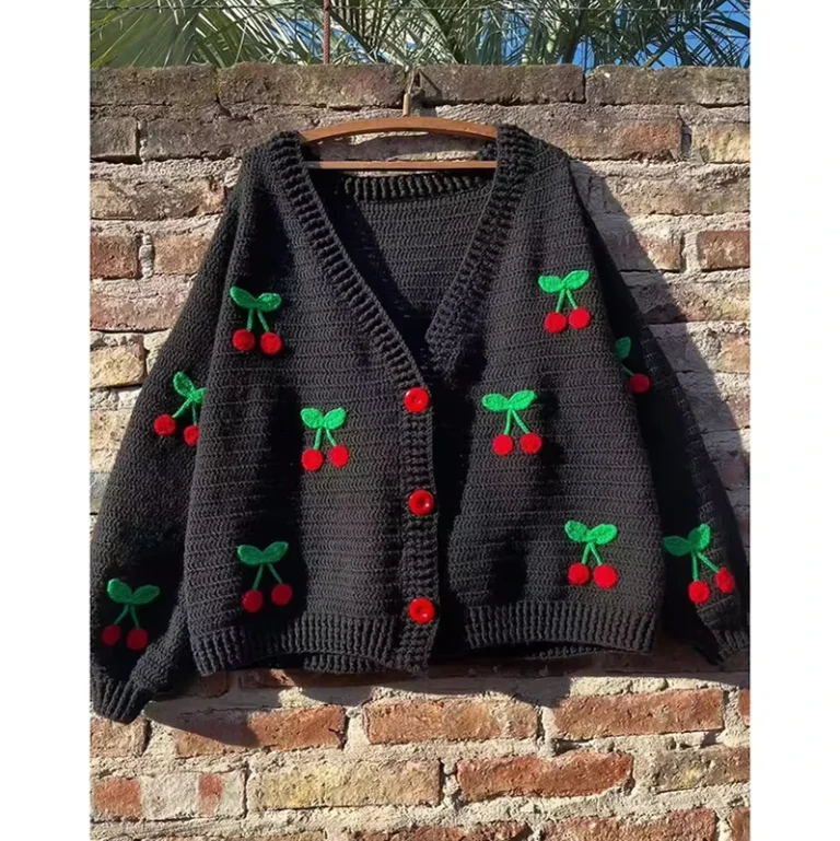 HZ-Custom-Fashion-Oversized-Sweater-Computer-Machine-Knitted-Women-High-Quality-Cherry-Embroidery-Cardigan-Sweater