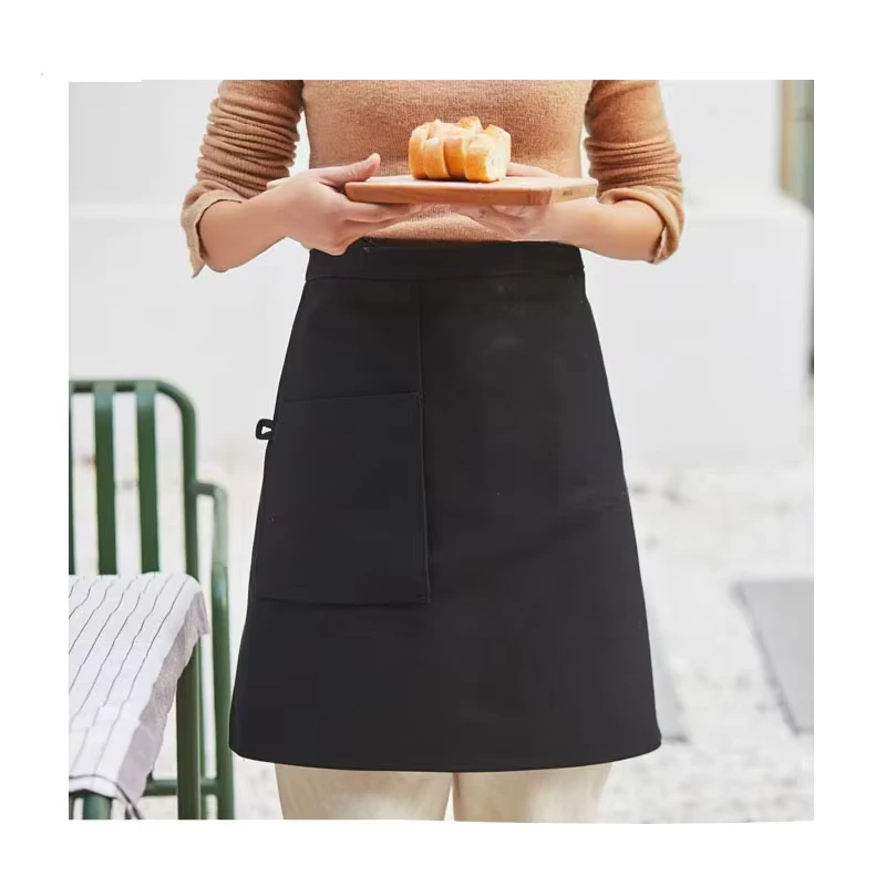 Half Length Sleeveless Bib Apron Customized Logo Catering Barbecue Restaurant Work Uniform Canvas