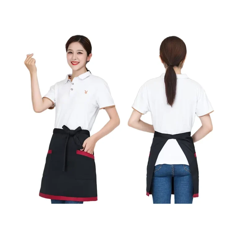 Half-length-Short-Canvas-Apron-Custom-Printed-Logo-Eco-friendly-Durable-Service-Staff-Uniform-for-Hot-Pot-Barbecue-Restaurants