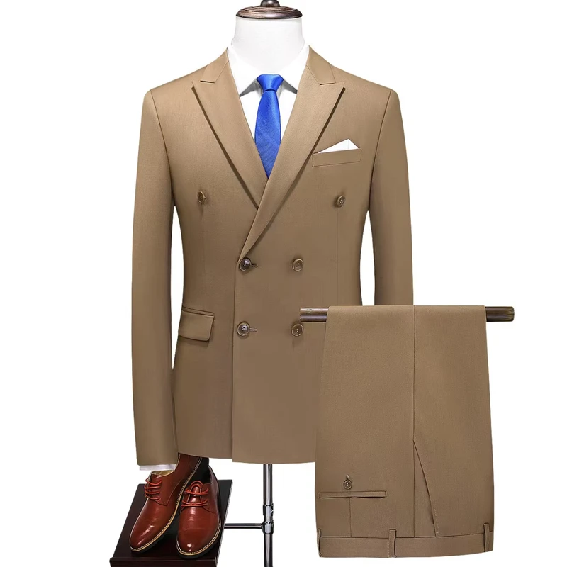 Haute Couture Double Breasted Tuxedo Groom Suit Spring and Autumn Business Style Plus Size Two-Piece Suit
