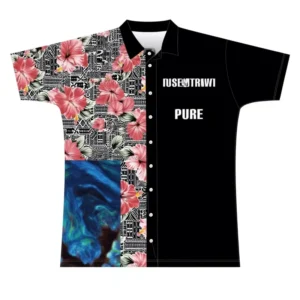 Hawaiian Full Buttons Polo Custom Skull Tropical Flora Beach Polo Shirts Paua Polynesian Tattoo Short Sleeve Football Polo Shirt