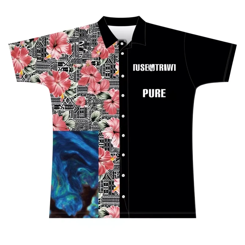 Hawaiian Full Buttons Polo Custom Skull Tropical Flora Beach Polo Shirts Paua Polynesian Tattoo Short Sleeve Football Polo Shirt