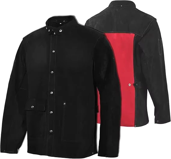 Heat and Flame Resistant Heavy Duty Leather Split Welding FR Safety Work Jacket