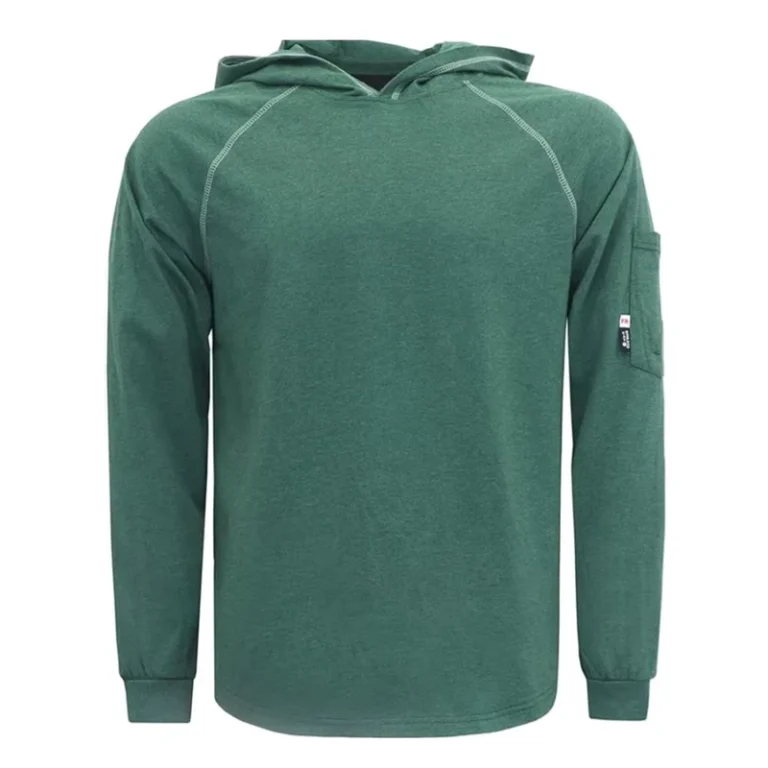 Heather-Series-6oz-100-Cotton-Flame-Resistant-NFPA2112-CAT2-Arc-Flash-Protective-EN-11612-FR-Hooded-T-Shirts