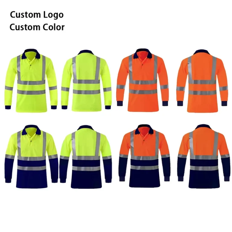 Heavy-Duty-Mining-Mechanic-Construction-Workwear-Hi-Vis-Polo-T-shirts-Reflective-Safety-Security-Work-Shirts
