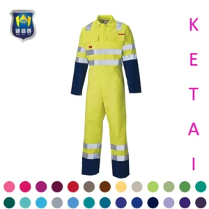 Heavy Duty Polyester Hi Visibility Workwear Flame Retardant Safety Unisex Construction Coveralls