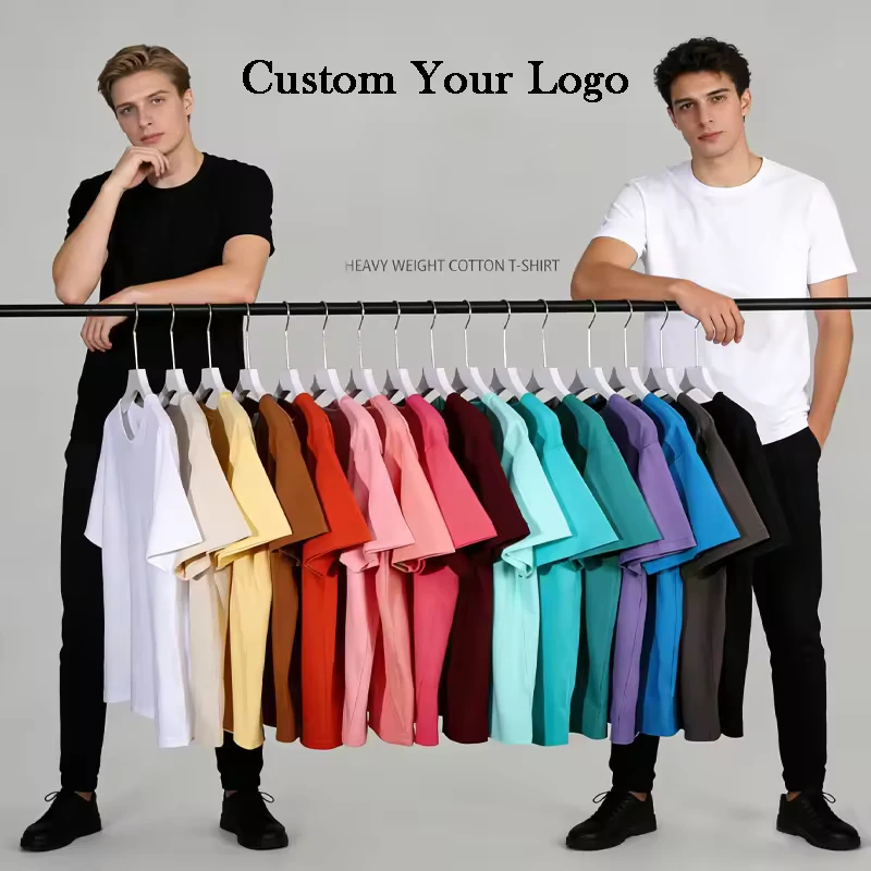 Heavyweight 100% Cotton Unisex Plain T-Shirt Custom Screen Logo