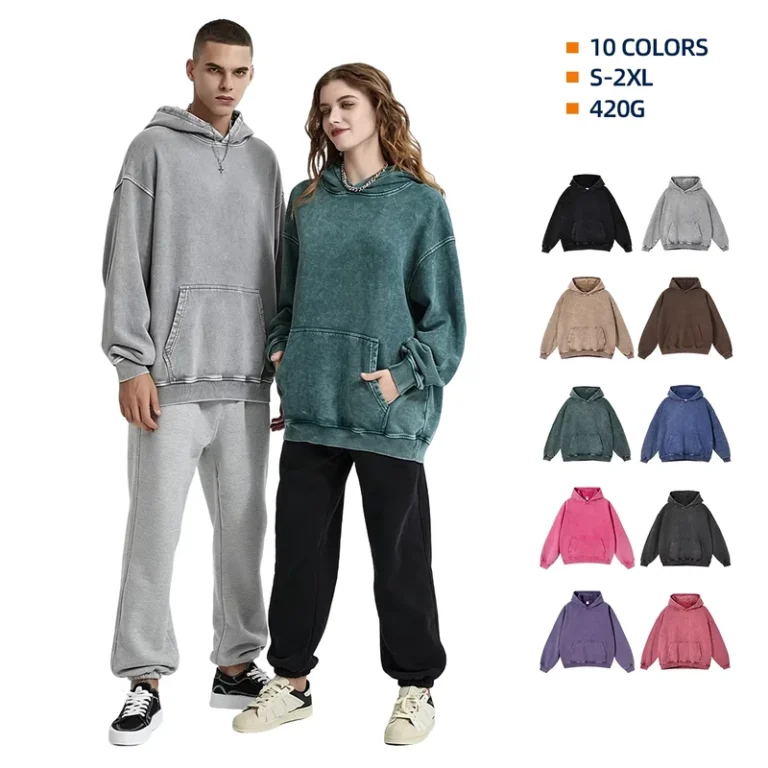 Heavyweight-420G-Retro-Woven-Bleached-Vintage-Hooded-Sweatshirt