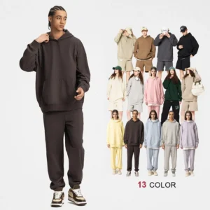 Heavyweight French Terry Without Strings Hoodie Set Custom Designs Oversize Drop Shoulder Hoodie Set for Men