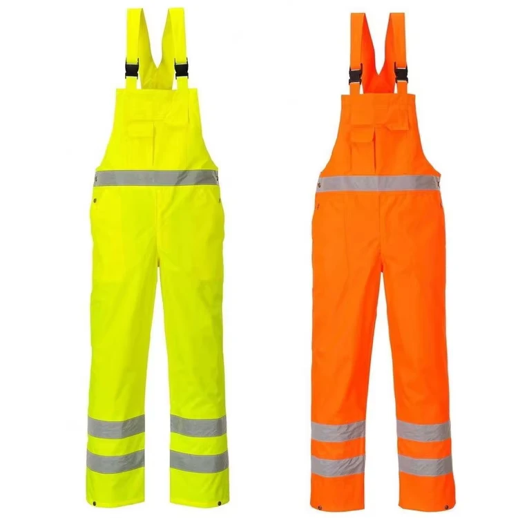 Hi-Vis-100-Polyester-Yellow-Orange-High-Visibility-Waterproof-Reflective-Safety-Overalls