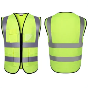 Hi Vis ANSI Class 2 100% Polyester Knitting Fabric Traffic Reflective Safety Breathable Construction Work Jacket Men Security