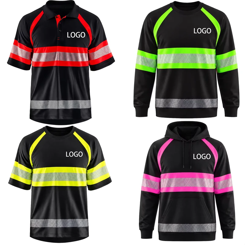 Hi Vis ANSI Class 3 Breathable Quick Dry Workwear Safety Polo Shirt Customize High Visibility Tshirt Logo Reflective Strips
