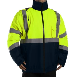 Hi Vis ANSI Class 3 EN ISO 20471 Class 3 Construction Safety Reflective Waterproof Jacket Hoodie Customizable Logo Mens Work