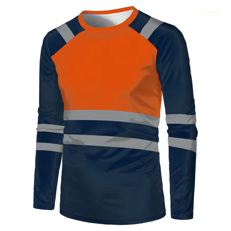 Hi Vis ANSI Long Sleeve Quick Dry Cotton Reflective Safety Polo Shirt