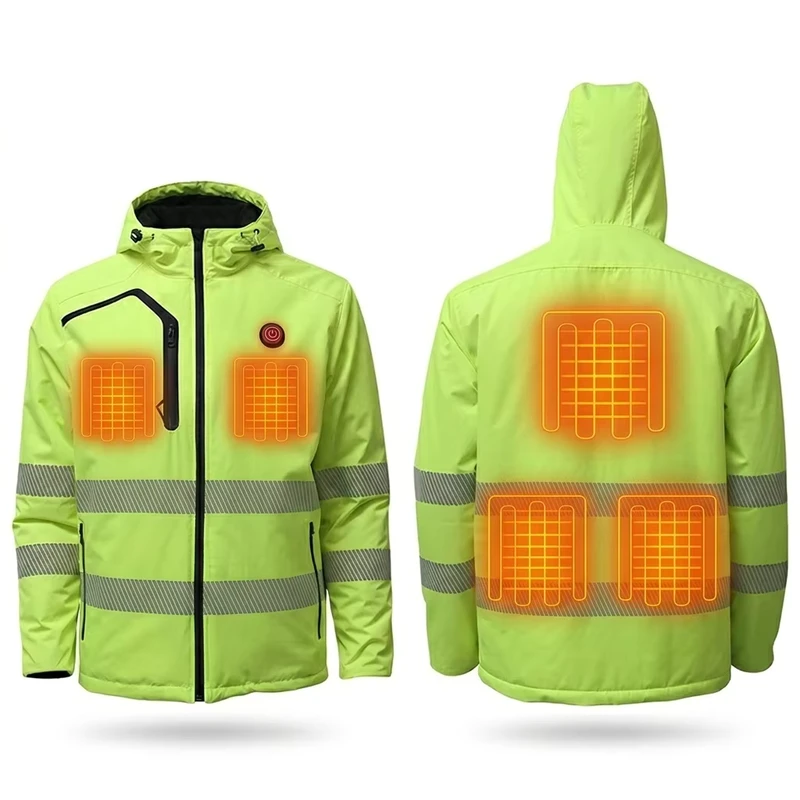 Hi Vis Adventure Touring Heated Motorcycle Jacket Knitted Work Heated Jacket Mens Winter Waterproof Reflective Heated Jacket