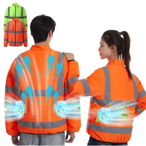 Hi Vis Anti UV Eco Friendly Air Conditioned Fan Cooling Jacket Electric Smart 5V Rechargeable Battery Thin Summer Zipper Front