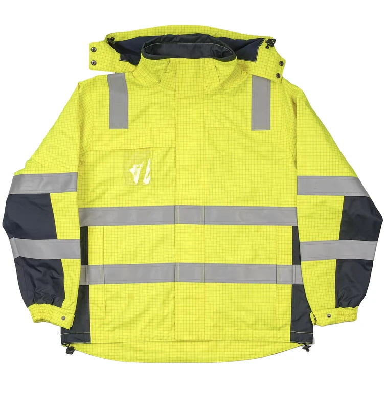 Hi Vis Antistat Waterproof Polyester Fireproof Work Jacket Oil Gas Reflective Safety ANSI Class 3 Flame Resistant FR Workwear