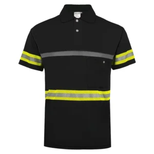 Hi Vis Breathable Bird Eye Safety Polo Shirt Customized Comfortable Short Sleeve Heat Transfer Reflective Safety Shirt