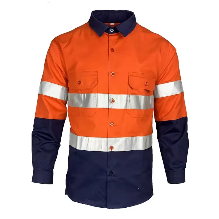 Hi Vis Breathable Cotton Unisex Workwear Construction Work Jacket