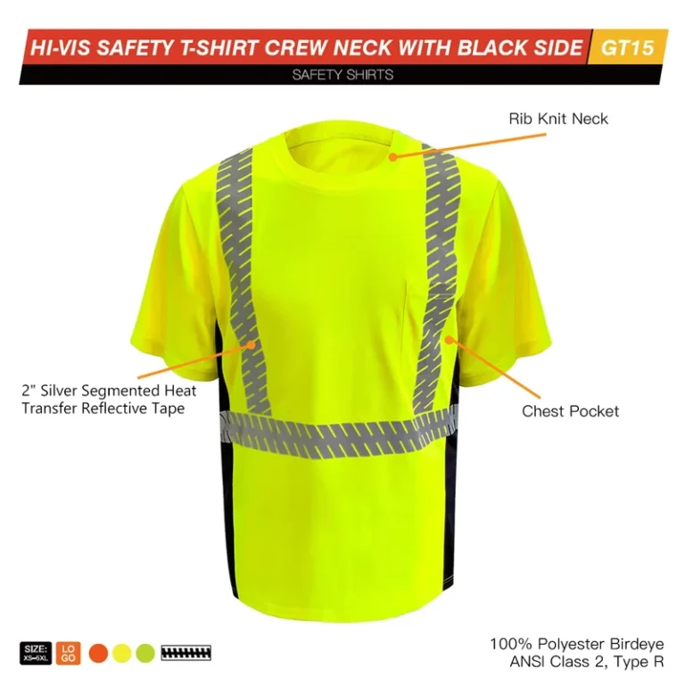 Hi-Vis-Breathable-Quick-Dry-Reflective-Security-Work-Shirt-for-Railway-and-Roadway-Workers