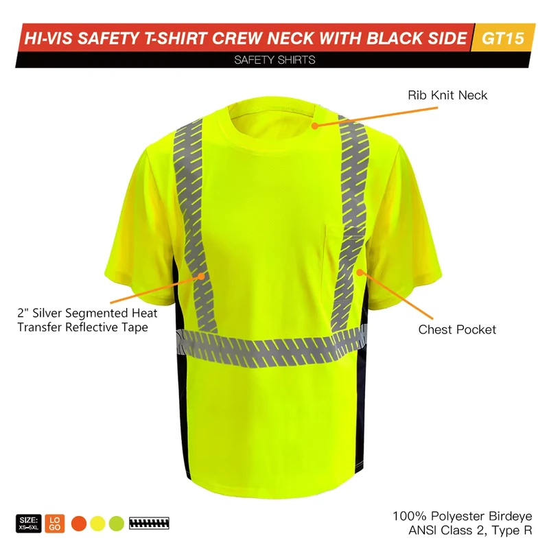 Hi Vis Breathable Quick Dry Reflective Security Work Shirt for Railway and Roadway Workers