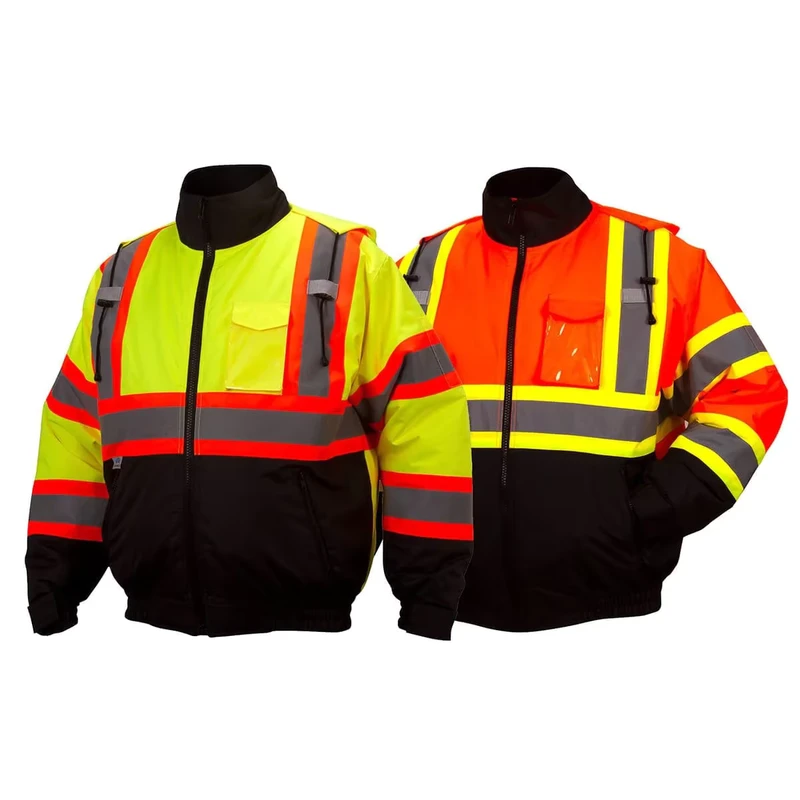 Hi Vis Class 3 Jackets Multi Pockets Winter Construction Work Two Tone Reflective Clothing Engineer Workwear Safety Jacket