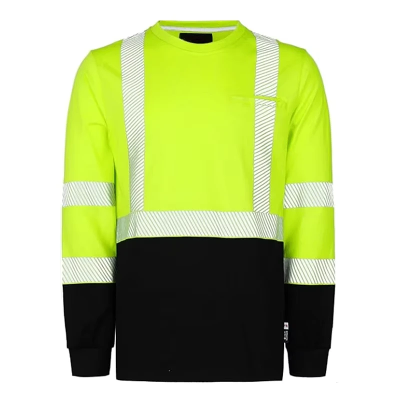 Hi Vis Clothing Cotton Hidden Pocket 6OZ with Reflective Stripe High Visibility Fire Resistant Work T shirts