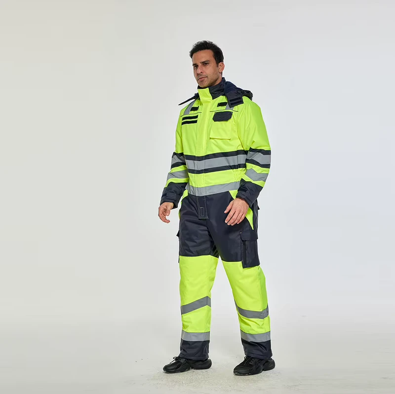 Hi Vis Cold Weather Work Suit Waterproof Windproof Uniform for Construction Road Workers